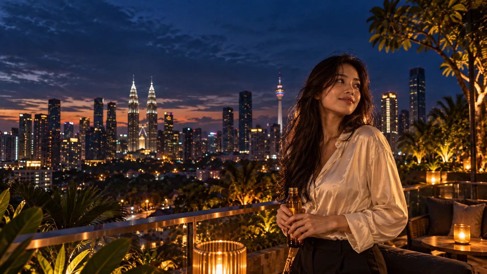 GPT creative reference: a Kuala Lumpur rooftop at blue hour