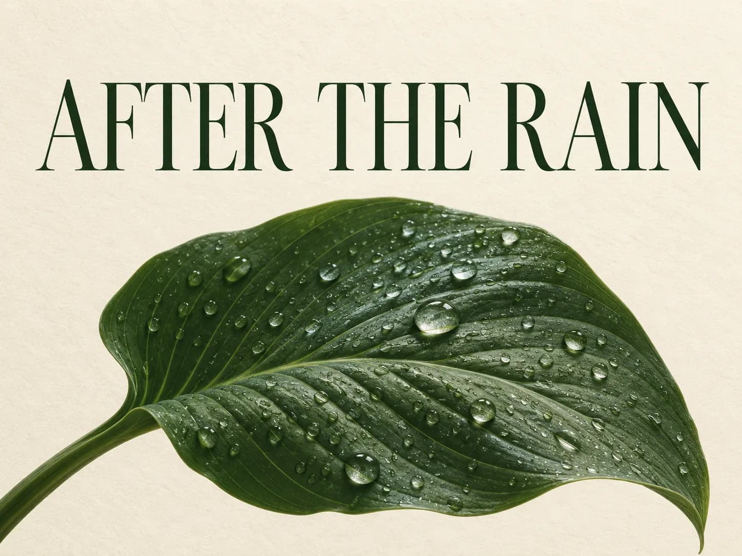 Original botanical creative reference with a rain-covered leaf